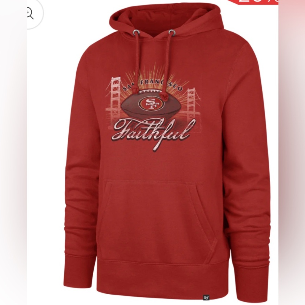 NWT '47 San Francisco 49ers Faithfull To The Bay Scarlet Headline Hoodie M